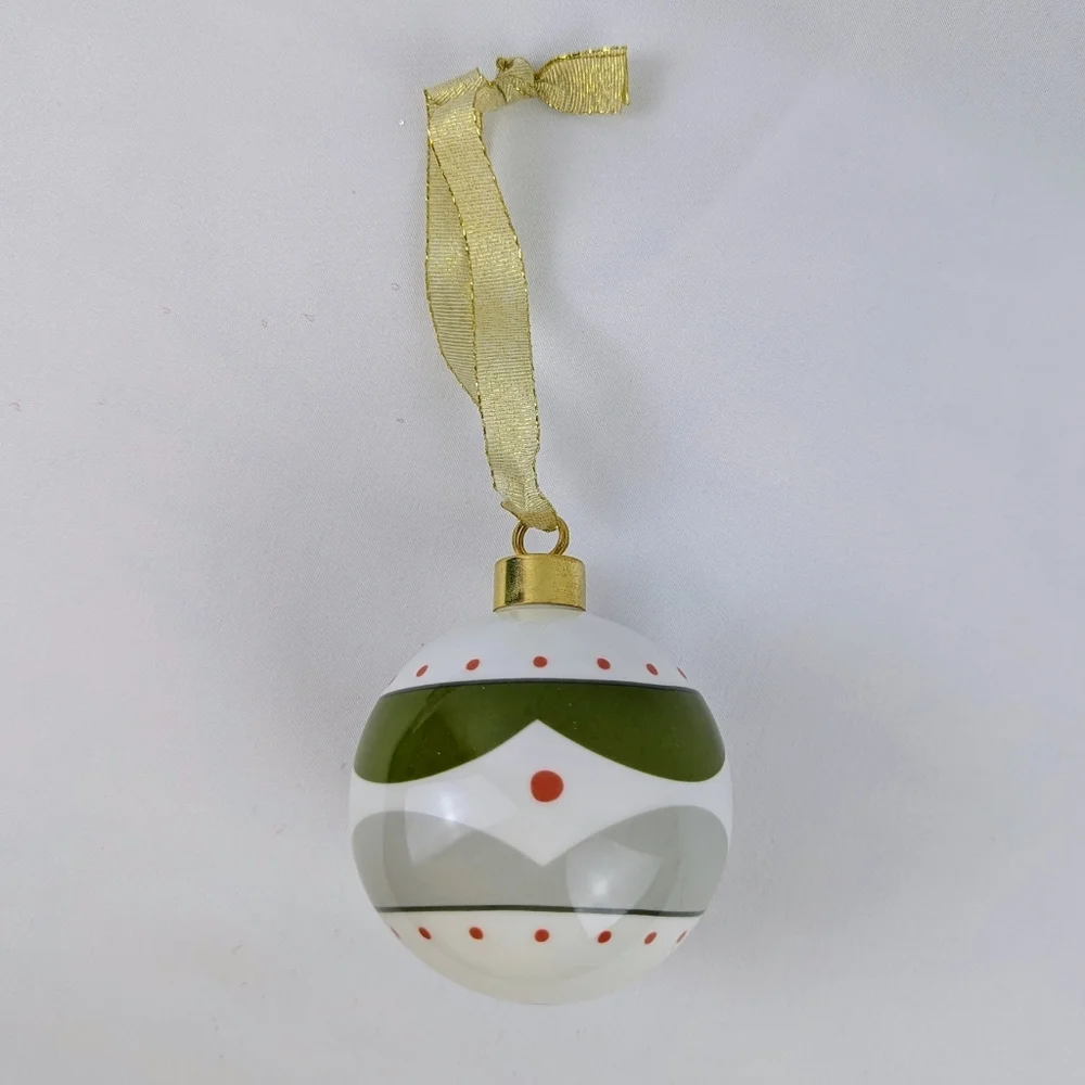 Spode Kit Kemp Ornament Geo Bauble Bone China Geometric Design White Green NWT - Picture 6 of 12